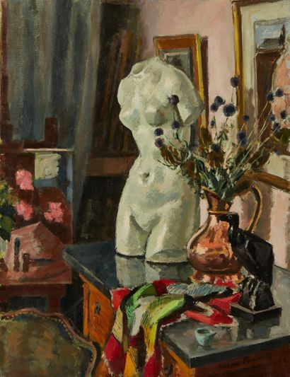 Georges PACOUIL Georges PACOUIL (1903-1996)

Still life with a statue

Oil on canvas,...