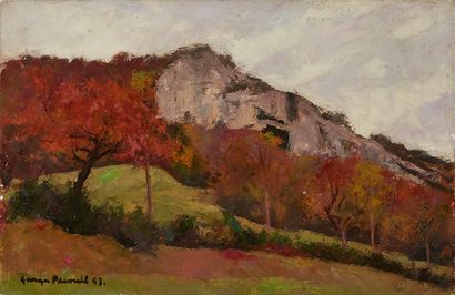 Georges PACOUIL Georges PACOUIL (1903-1996) 

The cliffs in autumn, Jura 

Oil on...