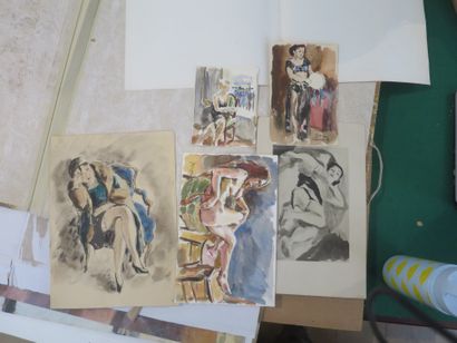 Georges PACOUIL Georges PACOUIL (1903-1996)

Lot of eleven pen and ink and watercolor...