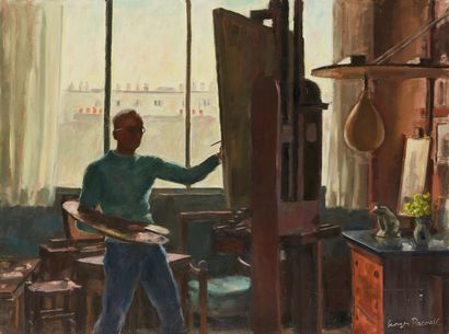 Georges PACOUIL Georges PACOUIL (1903-1996)

Self-portrait in the studio 

Oil on...