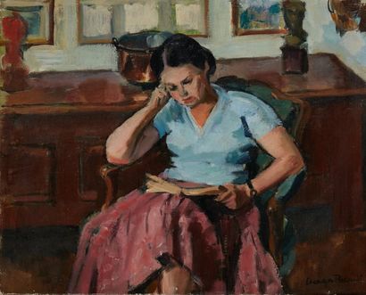 Georges PACOUIL Georges PACOUIL (1903-1996)

Woman reading. 

Oil on canvas, signed...