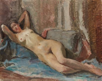 bertrand py Bertrand PY (1895-1973) 

Nude lying with hands behind his head 

Oil...