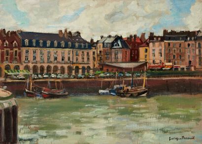 Georges PACOUIL Georges PACOUIL (1903-1996) 

View of the docks in Dieppe

Oil on...