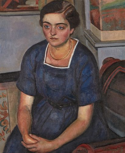 bertrand py Bertrand PY (1895-1973) 

Young woman with a blue dress

Oil on canvas,...