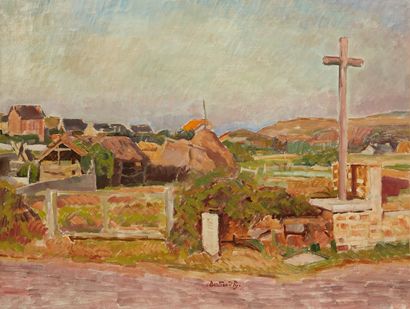 bertrand py Bertrand PY (1895-1973) 

Calvary in Brittany 

Oil on canvas, signed...