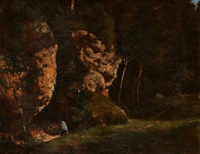 null Attributed to Maurice BUCHIN (1818-1893) 

Kneeling woman at the foot of a rock

Oil...