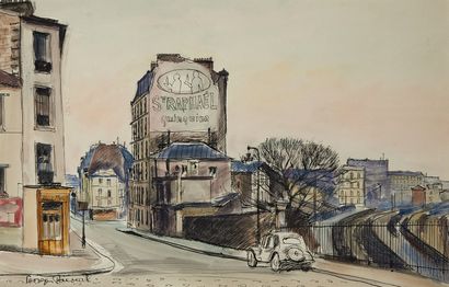 Georges PACOUIL Georges PACOUIL (1903-1996) 

Street of Paris and railroads

Watercolor,...