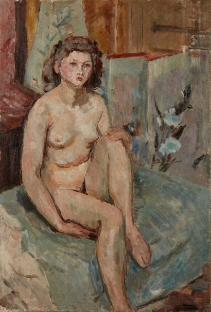 bertrand py Bertrand PY (1895-1973)

Nude sitting at the screen 

Oil on canvas mounted...