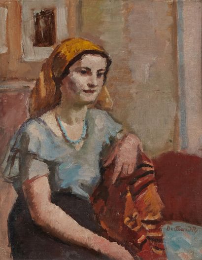 bertrand py Bertrand PY (1895-1973)

Seated woman with a headdress

Oil on panel,...
