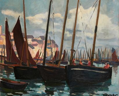 Jean TEXCIER Jean TEXCIER (1888-1957)

Boats in Douarnenez

Oil on canvas, signed...