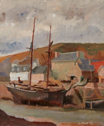 bertrand py Bertrand PY (1895-1973) 

Fishing boats at low tide, port of Dahouët...