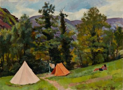 Georges PACOUIL Georges PACOUIL (1903-1996) 

Camping in the mountain

Oil on canvas,...