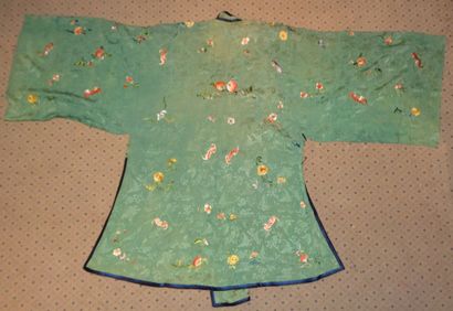 null Han woman's informal jacket, China, Qing dynasty, late 19th century, green damask...