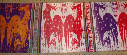 null Ceremonial banner, North Viet Nam, Thai culture, shaped with deer facing each...