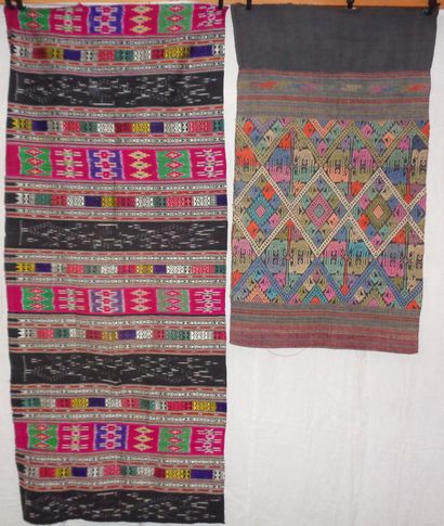 Two skirts, Laos, ikat fabric and embroidered...