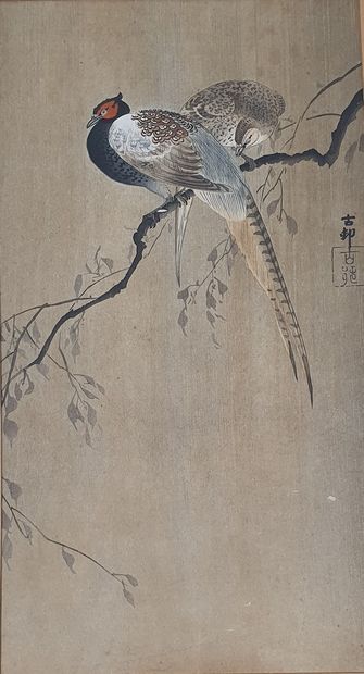null Hosoban tate-e print by KOSON

Couple of pheasants perched on a branch

Signed...