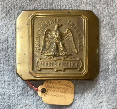 null 
SOLD WITH LOT 34

Gendarmerie belt plate. 




Brass, with eagle, marked "GENDARMERIE...
