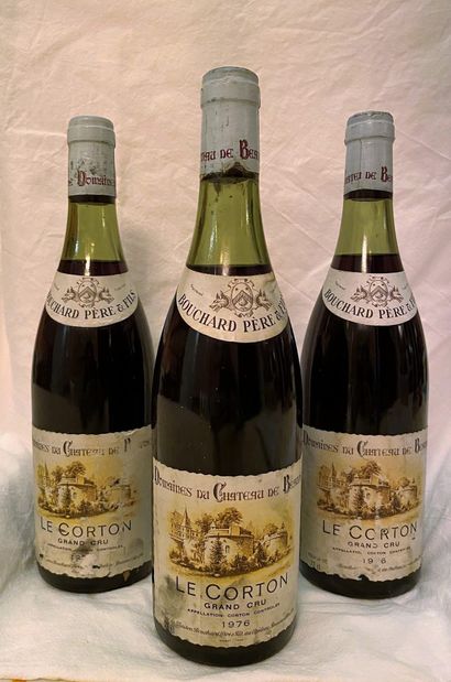 null Three (3) bottles, Le Corton Grand Cru, 1976, Bouchard Père et Fils (3 x stained...