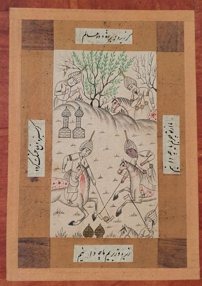 null Polo game scene

Modern Iranian work

Drawing on paper in ink heightened with...