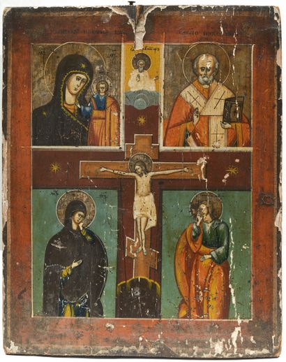 null Greek school

Christ on the cross in the center and four holy figures in reserves

Icon

39...