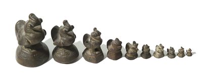 null Set of bronze weights

Burma, 20th century