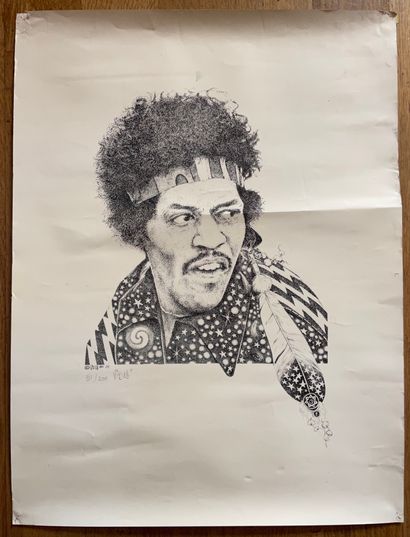 null *Affiche - Jimi Hendrix par Vidall 

numeroté 51/200 

58,5 x 44,5 cm 

VG (quelques...