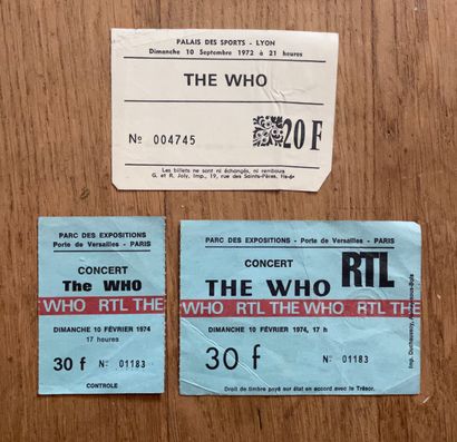 null * Deux ticket de concert - The Who - Paris porte de Versailles 1974 et Lyon...