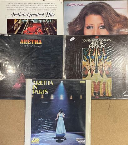 null Cinq disques 33T - Aretha Franklin 

dont pressages américains 

VG+ à EX; VG+...