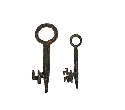 null Deux clés gothiques. 
12, 94 - 10, 36 cm. 
Two Gothic Keys . 
Zwei gotische...