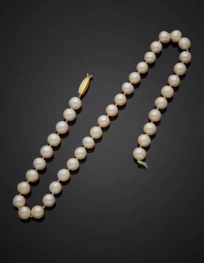 COLLIER composé d’un rang de perles de culture...