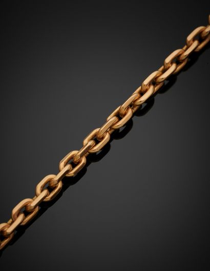 null Yellow gold (750‰) chain with oval links. Safety chain. French work.
Length:...