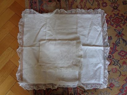 Pair of pillowcases embroidered with flower...