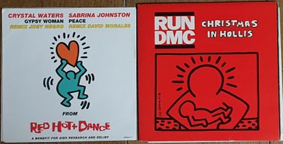 Haring Keith HARING (1958-1990) 
Two 45T records - Run DMC "Christmas In Hollis"...