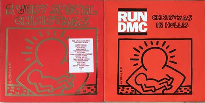 Haring Keith HARING (1958-1990) 
Two LPs - Run DMC "Chrismas in Hollis" and Compilation...
