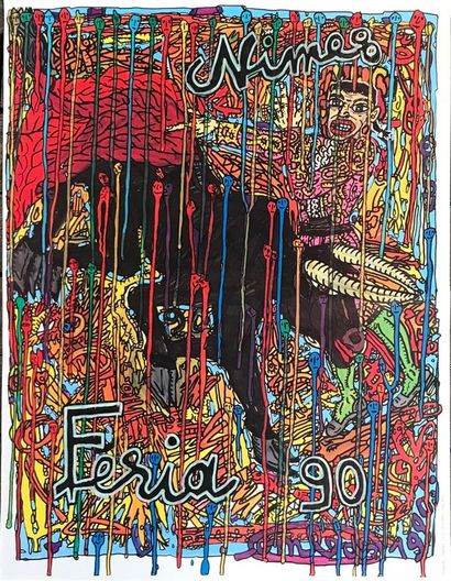 Combas Robert COMBAS (1957) 
"Nimes - Feria 90"
Affiche off-set pour la féria de...