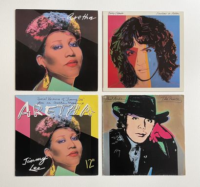 Warhol Andy WARHOL (1928-1987) 
Quatre disques 33T/maxi 45T - Paul Anka, Billy Squier...