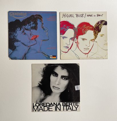 Warhol Andy WARHOL (1928-1987)
Trois disques 33 T - Miguel Bosé, Loredana Berte et...