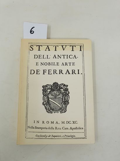 Livres Adalberto Biasotti
"Statuti dell'antica e nobiole arte de Ferrari"
Copy of...