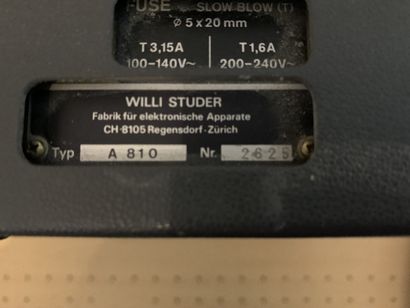 null Studio tape recorder, STUDER, A810
Very good cosmetic condition (traces of wear),...