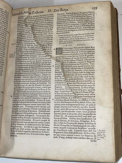 null "La Bible en françoys", Lyon, Philibert Rollet 1551 (mauvais état)