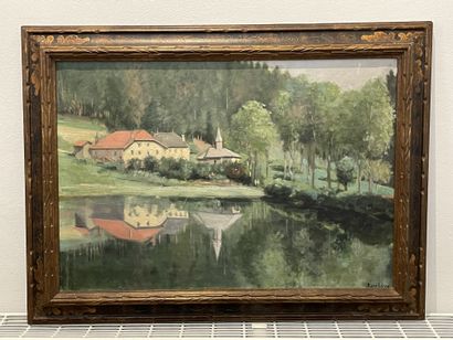 null René LEVY (Xxe siècle)
"Paysage à l'étang"
Huile sur toile, signée en bas à...