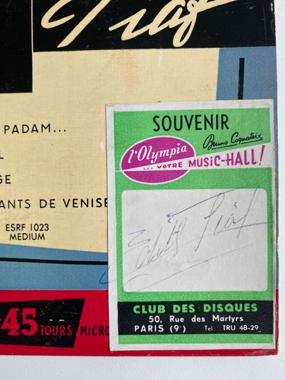 Chanson française Un disque super 45T/ EP- Edith Piaf, label Columbia (ESRF1023)
Etiquette...