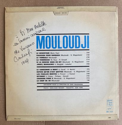 Chanson française Un disque 33T - Mouloudji "Guillaume Apollinaire" 
Dédicacé par...