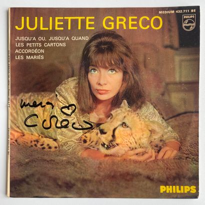 Chanson française Un disque Ep - Juliette Greco
Dédicacé par l'artiste 
VG+; EX