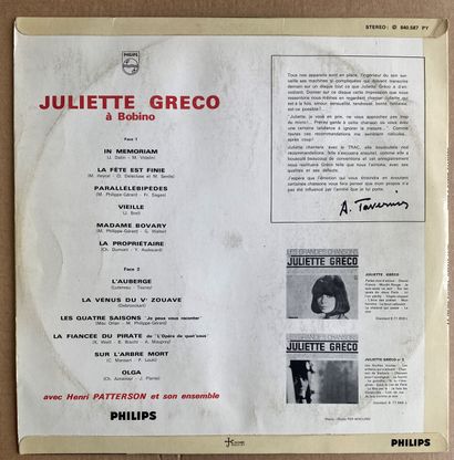 Chanson française Un disque 33T - Juliette Greco "Juliette Greco à Bobino"
Dédicacé...