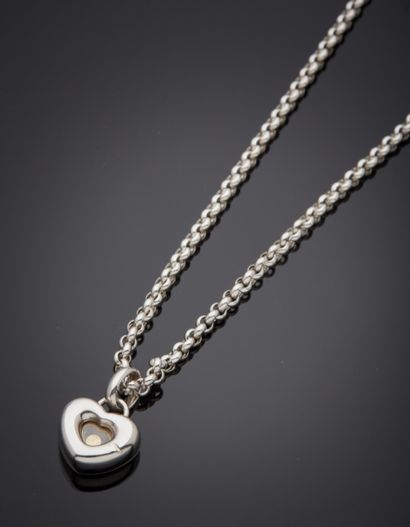 null CHOPARD 
"Happy Diamond" heart pendant and its CHAIN in white gold (750‰) adorned...