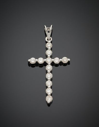 White gold (750‰) cross pendant set with...