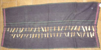 null Naga weaving loincloth, Northeast India, Burmese border, fuchsia and cream striped...