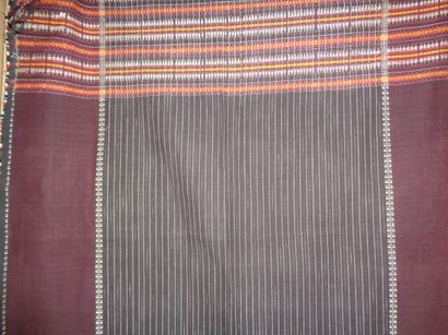 null Two Ulos Ragidut ceremonial sarongs, Indonesia, Batak, Sumatra, plum background,...