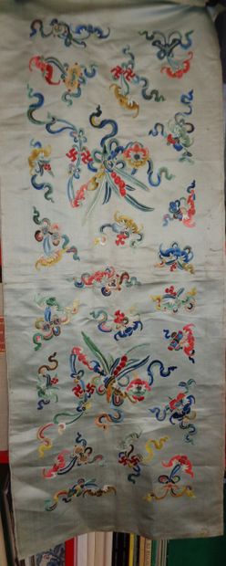 null Embroidered celadon satin lee, China, Qing dynasty, 19th century, polychrome...